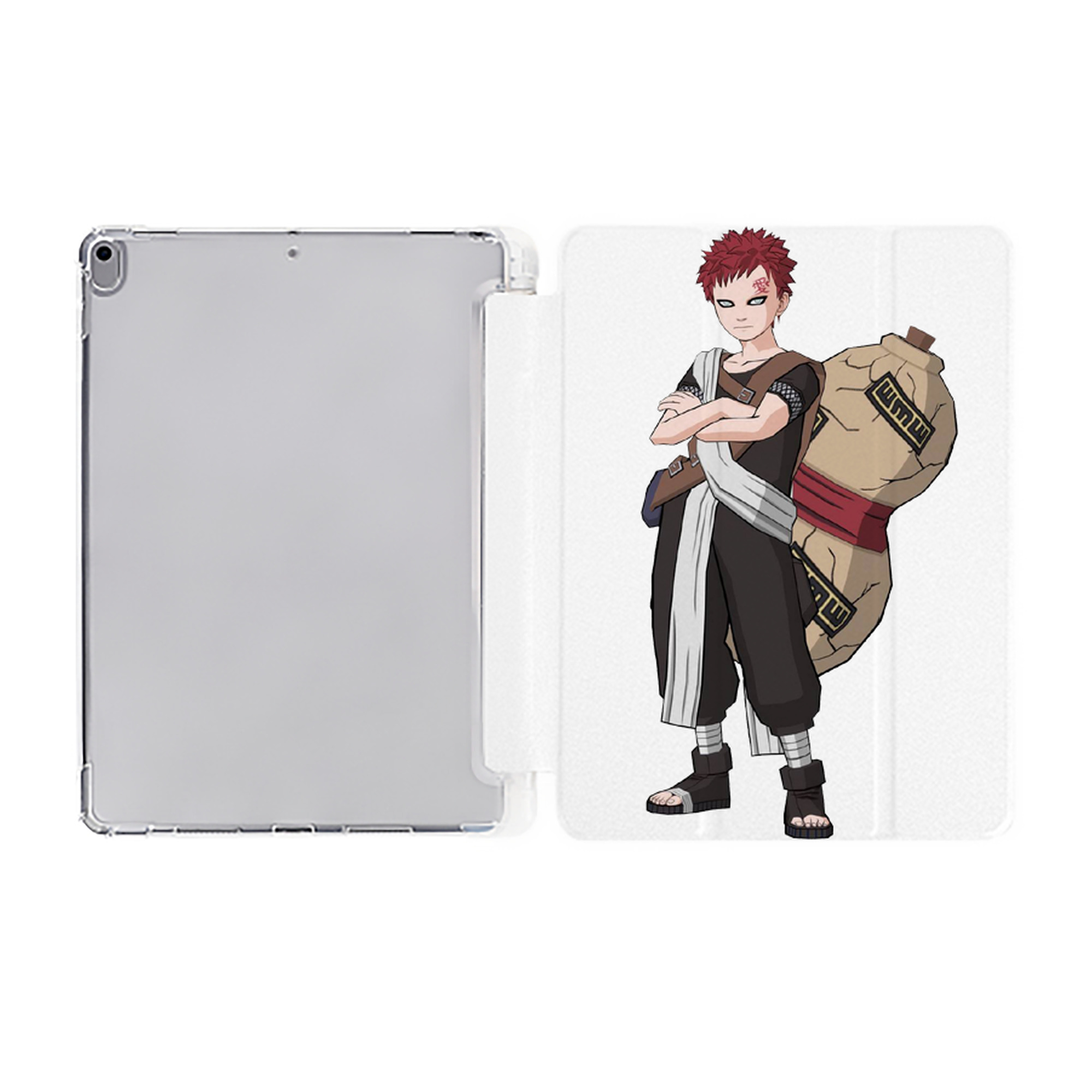 （画像用） NARUTO -ナルト- ガアラ Gaara IPad ケース ペン収納付き 三つ折りスタンド PUレザー×シリコン 対応機種9.5/10.5/10.9インチ